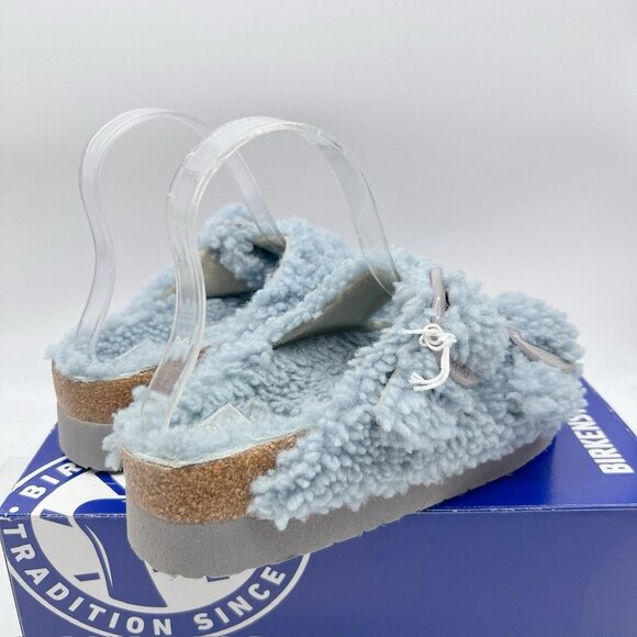 Birkenstock Arizona Big Buckle Shearling Teddy Blue Platform Sandals Women EU 42 - Picture 7 of 13